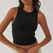 Sleeveless Tight Bottomed Shirt With Round Neck Racerback Top