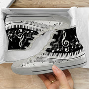 INSTANTARTS Casual Lace Up Sneakers for Ladies Music Notes Brand Design Classic High Top Canvas Footwear Vulcanized Flat Shoes