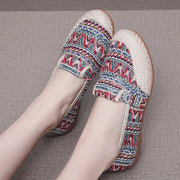 2025 Spring Flat Shoes Ethnic Canvas Casual Womens Shoes Comfortable Non-slip Fisherman Shoes Untied Oxbow Single Sneakers