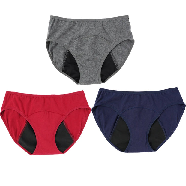 3PCS Cotton Menstrual Panties Leak Proof Briefs Women Physiological Pants Female Quick-dry Underwear Plus Size M-3XL