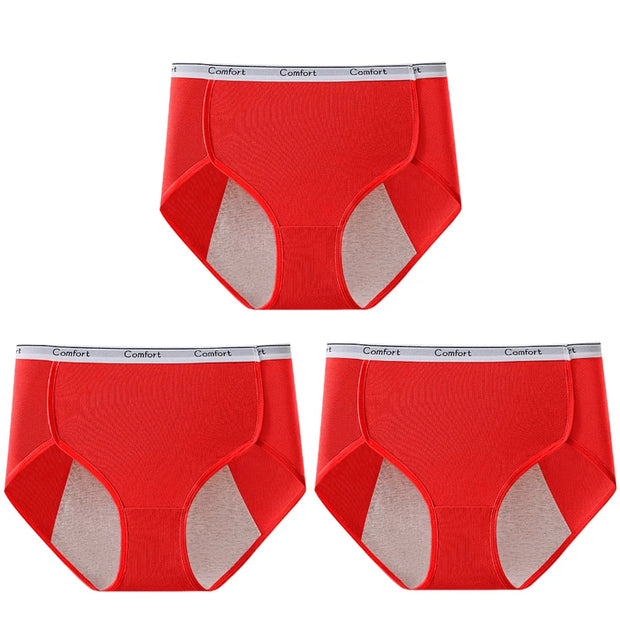 3pcs Girl Menstrual Panties Women's Physiological Briefs Ladies Period Leak Proof Panty High Waist Cotton Underwear