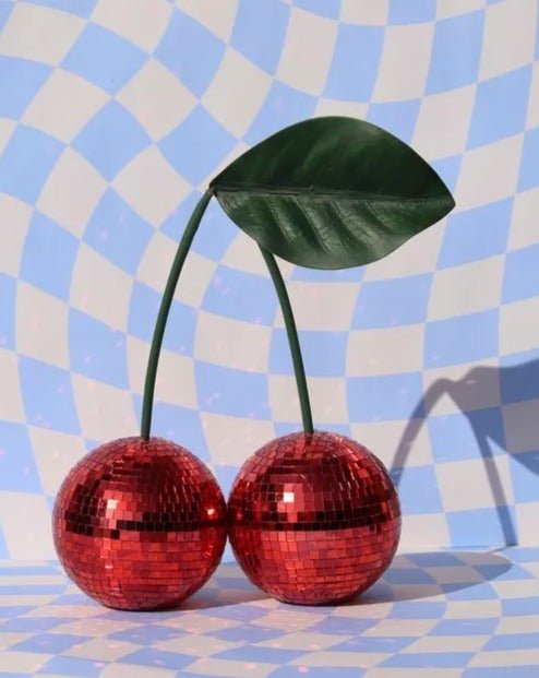 Cherry Disco Ball, Whimsical Dopamine Decor, Quirky Decorative Object