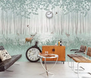 XUE SU wall covering professional custom wallpaper large mural hand-painted wood sika deer background wall