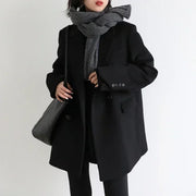 CHIC VEN Women Wool Blend Coat Solid Mid Long Woolen Blazer Thick Warm Blouse Women's Overcoat Office Lady Tops Autumn Winter