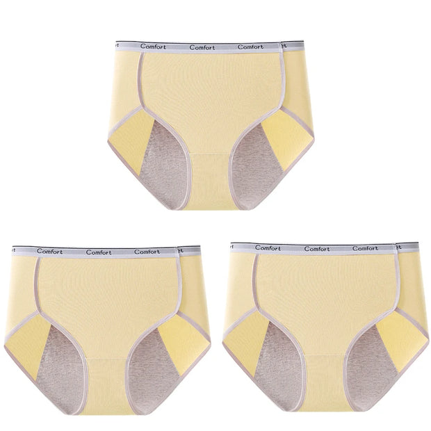 3pcs Girl Menstrual Panties Women's Physiological Briefs Ladies Period Leak Proof Panty High Waist Cotton Underwear