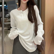 Korean lazy style loose long-sleeved T-shirt women's autumn new mid-length hot girl fashion pullover top trend