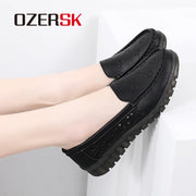 OZERSK Summer Women's Small White Shoes Non-Slip Hollow Breathable Ladies Casual Lightweight Soft Sole Single Shoes Size 35-41