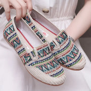 2025 Spring Flat Shoes Ethnic Canvas Casual Womens Shoes Comfortable Non-slip Fisherman Shoes Untied Oxbow Single Sneakers