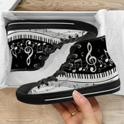 INSTANTARTS Casual Lace Up Sneakers for Ladies Music Notes Brand Design Classic High Top Canvas Footwear Vulcanized Flat Shoes