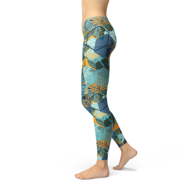 Womens Hexagon Floral Leggings