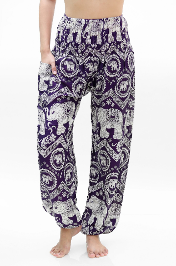 Purple ELEPHANT Pants Women Boho Pants Hippie Pants Yoga