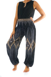 Black PEACOCK Women Boho Pants Hippie Pants Yoga Pants