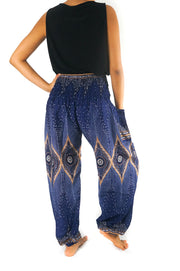 Blue PEACOCK Eye Women Boho Pants Hippie Pants