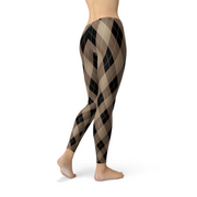 Womens Beige Brown Argyle Leggings