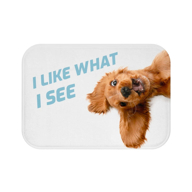 Funny Dog Looking Up Bath Mat