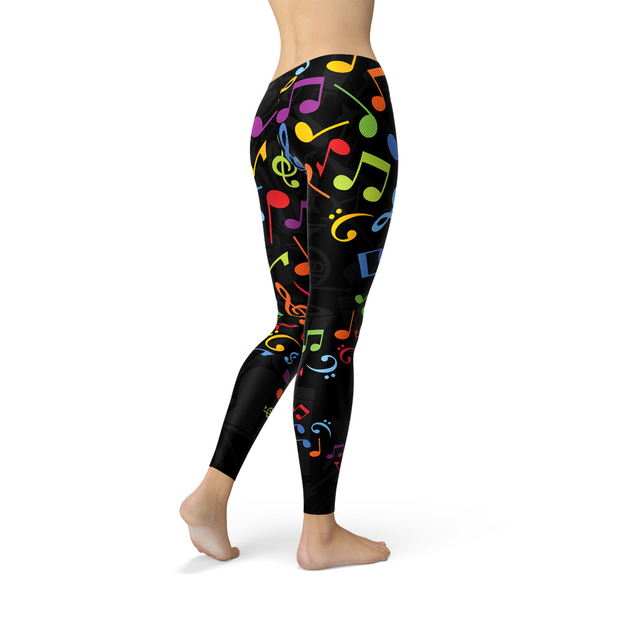 Womens Colorful Music Notes Leggings