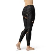 Womens Sports Stripes Black Leggings