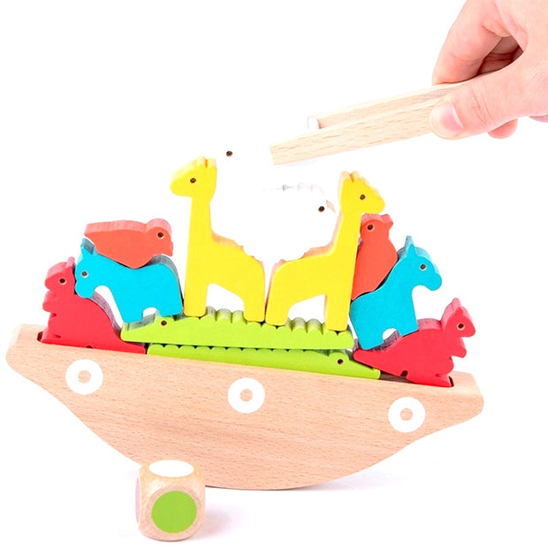 Wooden Blocks Balance Animal Game Toys for Children Montessori