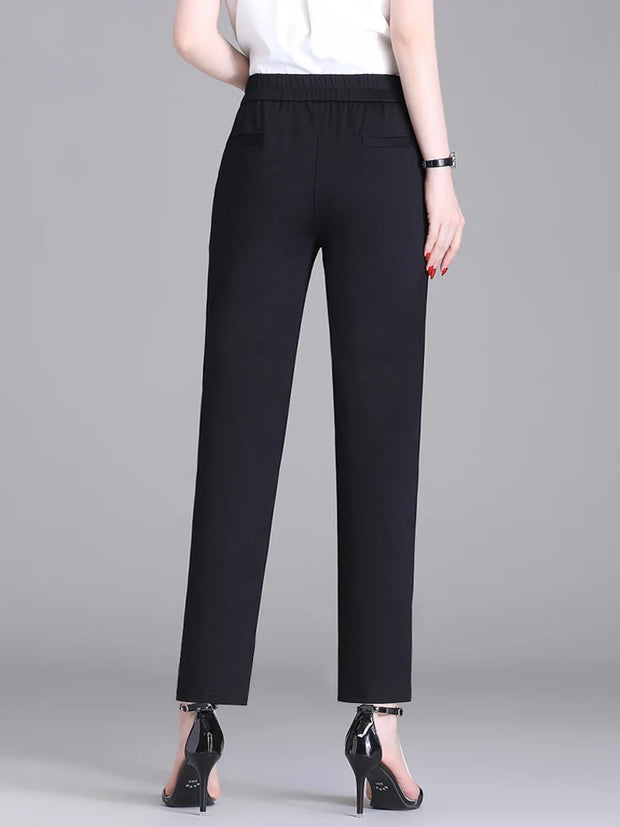 2022 Women Spring Autumn Trousers Suits High Waisted Pant Fashion Office Lady Black Elegant Casual Famale Pencil Pants S-5XL