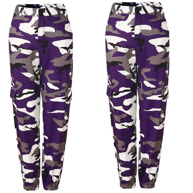 Autumn Winter Casual Camo Cargo Pants Women Joggers Baggy Trousers Military Army Camouflage Combat Sweatpants