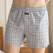 Men Cotton Slacks All High-waisted  Underpants Pajama Bottoms Comfort At Home Loose Shorts Plaid Casual Underwear Loungewear