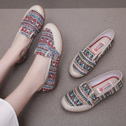 2025 Spring Flat Shoes Ethnic Canvas Casual Womens Shoes Comfortable Non-slip Fisherman Shoes Untied Oxbow Single Sneakers