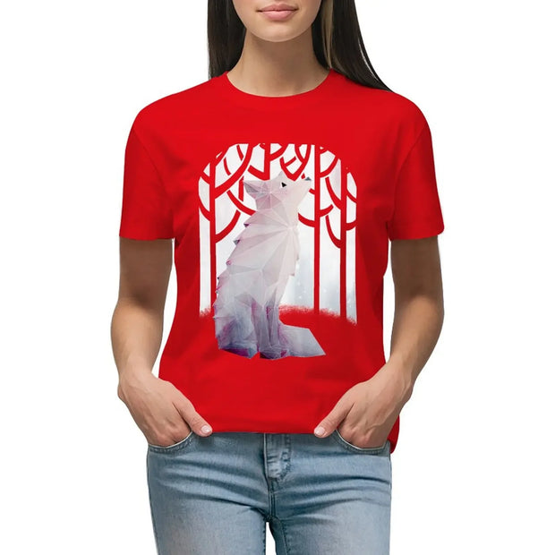 Fox in the Snow T-Shirt plus size tops shirts graphic tees funny Female clothing cropped t shirts for Women