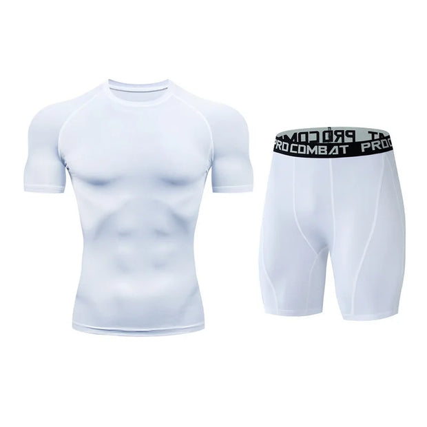 Gym Tight Training Clothing Workout Jogging Sports Set Fitness Men's Compression Thin Underwear Top Shorts Sportswear