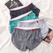 4PCS/Lots Mens Underwear Aro Pants Ice Silk Striped Slip Homme Pajama Boxer Shorts Trunks Sleep Bottoms Underpants Boxershorts