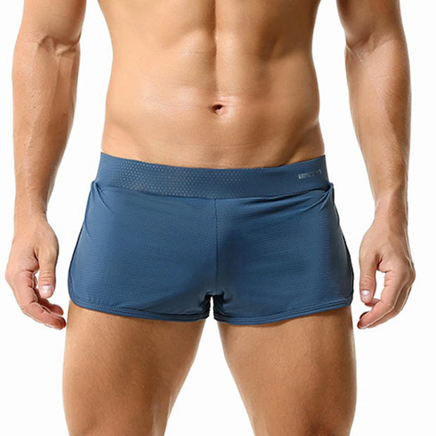 Men's Bikini Pants Comfortable Silky Mesh Boxer Shorts Split Pajama Bottoms Underwear Sleepwear Breathable Underpants