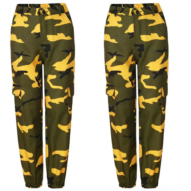 Autumn Winter Casual Camo Cargo Pants Women Joggers Baggy Trousers Military Army Camouflage Combat Sweatpants