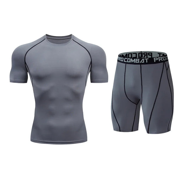 Gym Tight Training Clothing Workout Jogging Sports Set Fitness Men's Compression Thin Underwear Top Shorts Sportswear