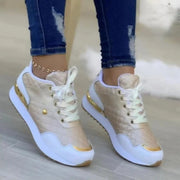 Platform Women Sneakers 2024 New Fashion Lace Up Ladies Casual Flats Outdoor Running Walking Shoes Comfortable Female Footwear