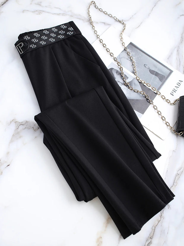 2022 Women Spring Autumn Trousers Suits High Waisted Pant Fashion Office Lady Black Elegant Casual Famale Pencil Pants S-5XL