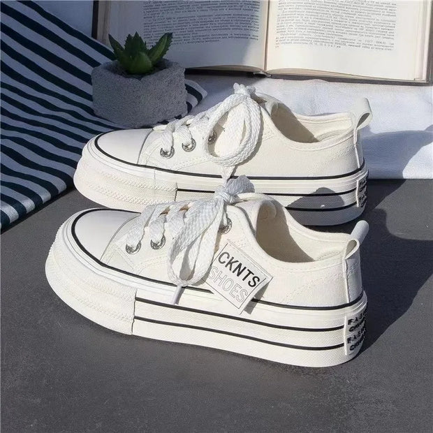 2024 New Women Shoes Casual Height Increasing Platform Canvas Shoes Women Summer Outer Sneakers Slip on Sandals Vulcanize Shoes