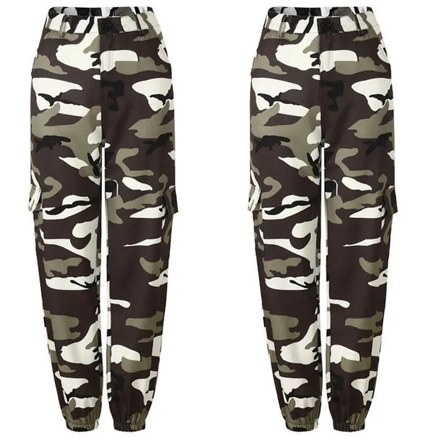 Autumn Winter Casual Camo Cargo Pants Women Joggers Baggy Trousers Military Army Camouflage Combat Sweatpants