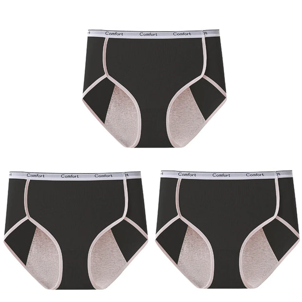 3pcs Girl Menstrual Panties Women's Physiological Briefs Ladies Period Leak Proof Panty High Waist Cotton Underwear