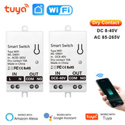 Tuya WiFi Smart Switch Module Dry Contact 10A Smart Home DIY Breaker Relay DC 8-40V AC 85-265V Works with Alexa Google Assistant