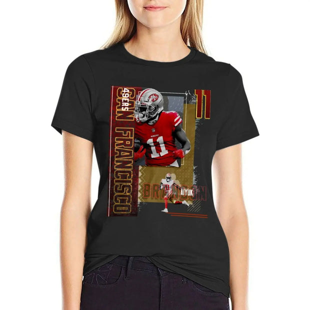 Brandon sport Aiyuk Football Paper 49ers 2 T-Shirt plus size tops anime kawaii clothes plus sizes t shirts for Women loose fit