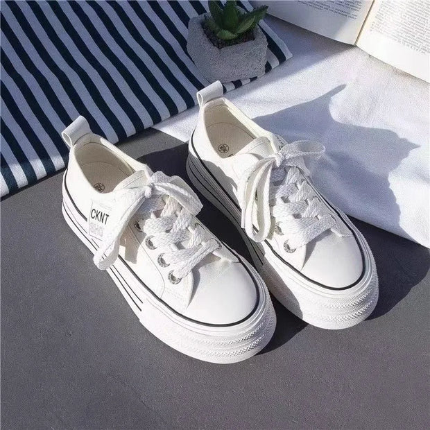 2024 New Women Shoes Casual Height Increasing Platform Canvas Shoes Women Summer Outer Sneakers Slip on Sandals Vulcanize Shoes