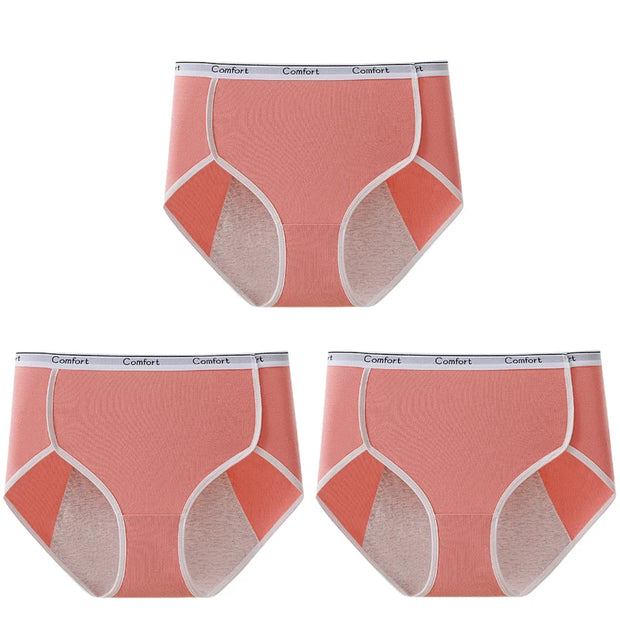 3pcs Girl Menstrual Panties Women's Physiological Briefs Ladies Period Leak Proof Panty High Waist Cotton Underwear