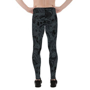 Mens Leggings - Black Leggings with Auto Parts