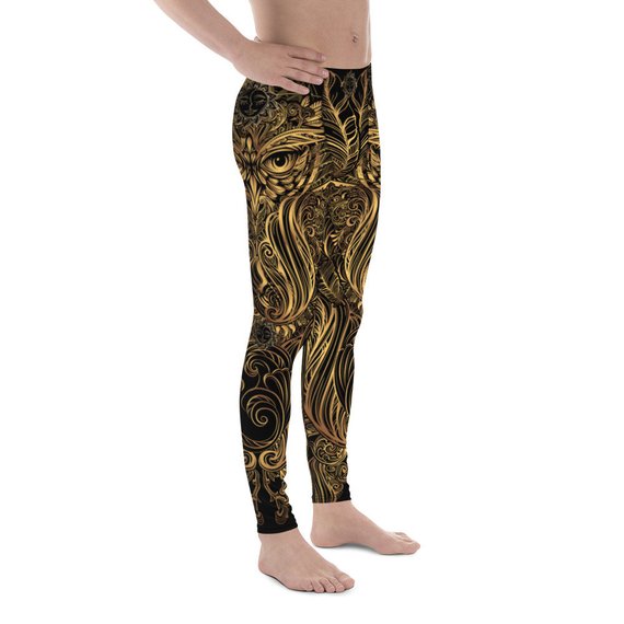 Mens Leggings - Art Deco Steam Punk Owl Design