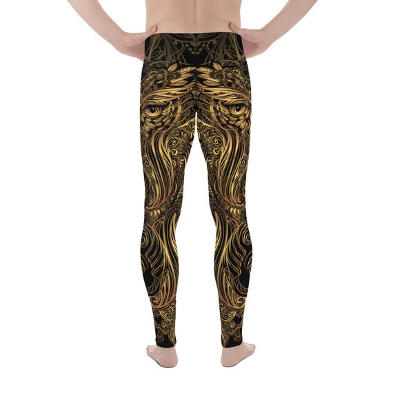 Mens Leggings - Art Deco Steam Punk Owl Design