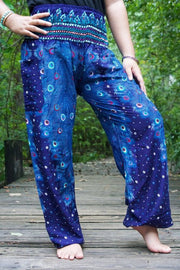 Blue PEACOCK Women Boho Pants Hippie Pants Yoga Pants