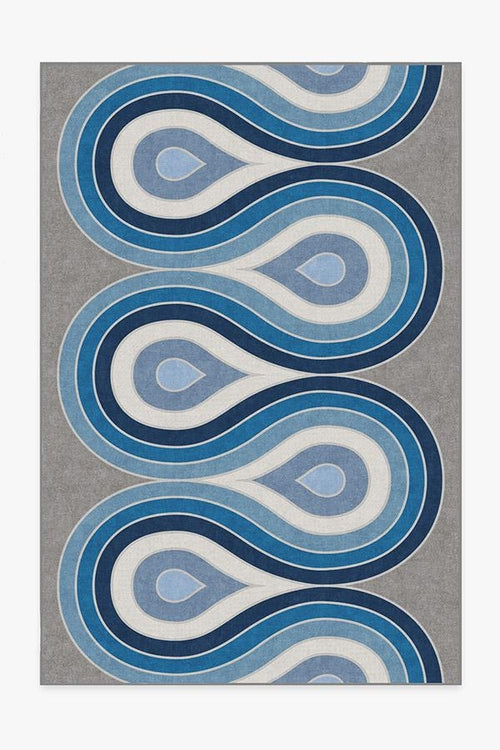 Jonathan Adler Milano Blue Steel Tufted Rug