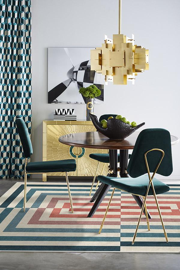 Jonathan Adler Op Art Teal Tufted Rug