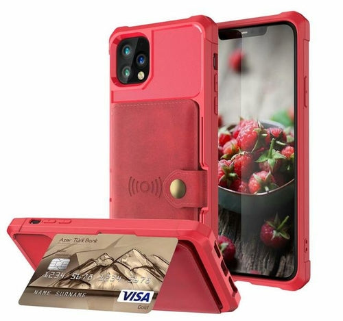 360 Protection Magnetic Leather Wallet Armor Case for iPhone